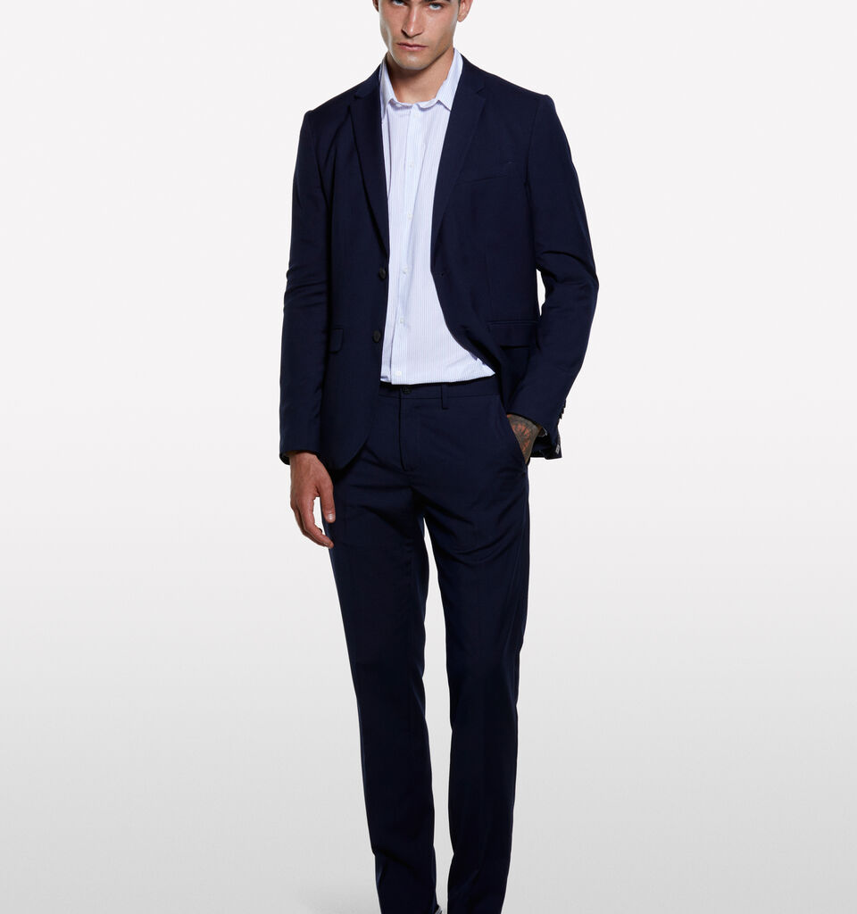 Pantalon élégant bleu foncé - pantalons slim pour homme - Bleu Foncé | Sisley image number 1